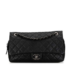 CHANEL Matelasse 30 Coco Mark Chain Bag Black Caviar Skin